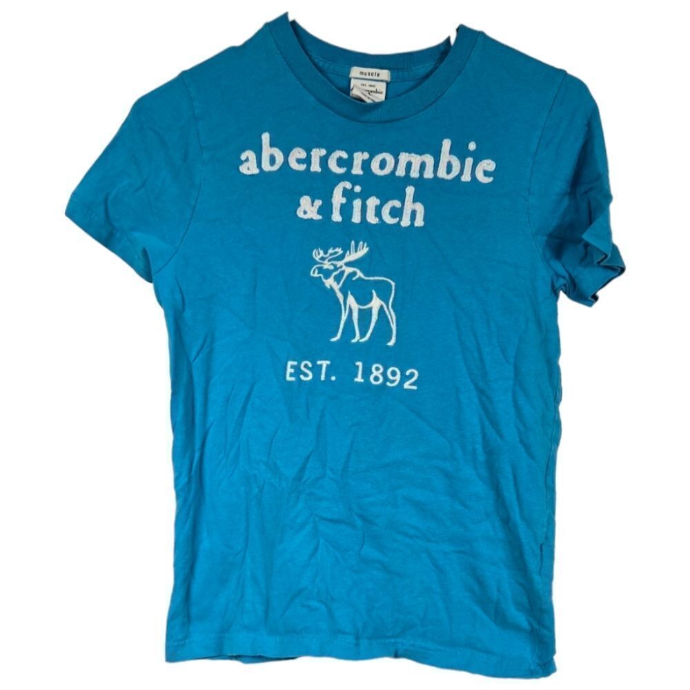 Abercrombie Kids Muscle T-Shirt Blue Moose Logo TeeโBoys Large Casual Shirt Top